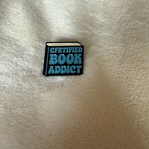 Certified Book Addict Enamel Pin - Blue & Black